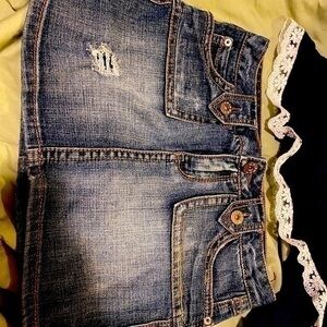 Piama jean cotton blend pockets, front zip and button skirt size 3